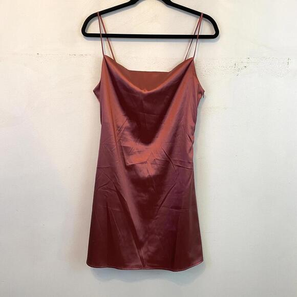 American Eagle Outfitters Dresses & Skirts - AMERICAN EAGLE STUDIO burgundy satin cowl neck mini dress